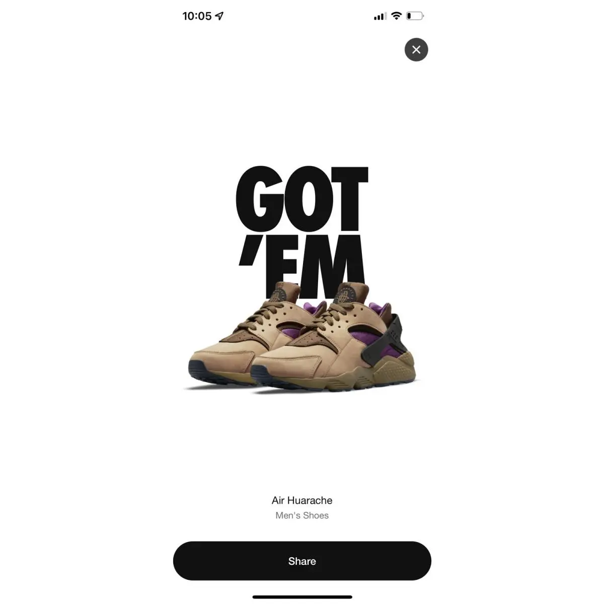 Nike Air Huarache LE Praline Umber Vine Black DH8143-201 US 10.5