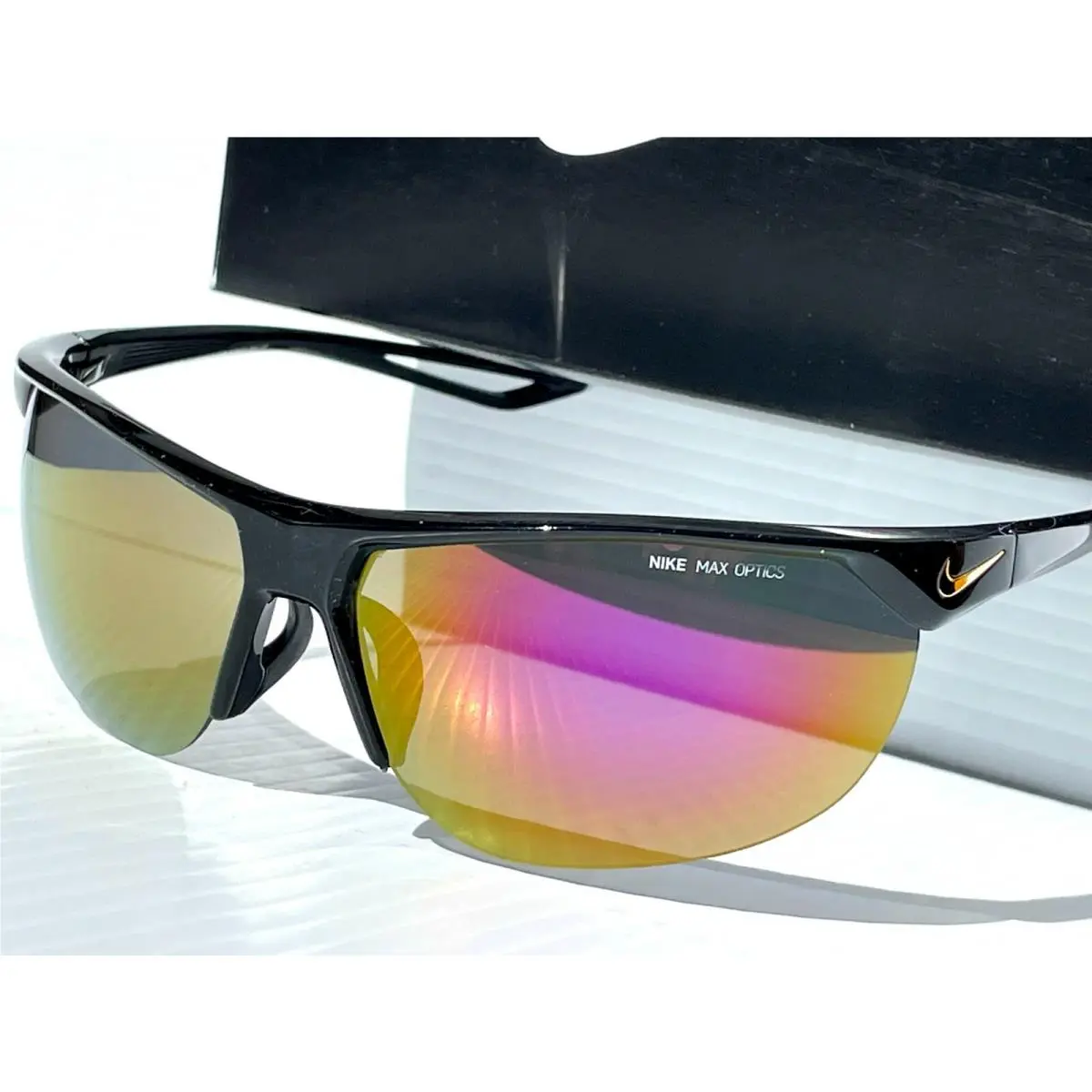 Nike Cross Trainer M Black w Pink Foam Super Pink Mirror Sunglass EV1012 066 - Frame: Black, Lens: Pink