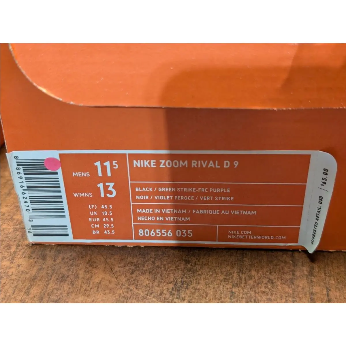 Nike shoes - Nike Zoom Rival Distance - Zoom Rival Distance - 806556-035 - Black Green Strike FRC Purple (UPC: 0886916624703) 12