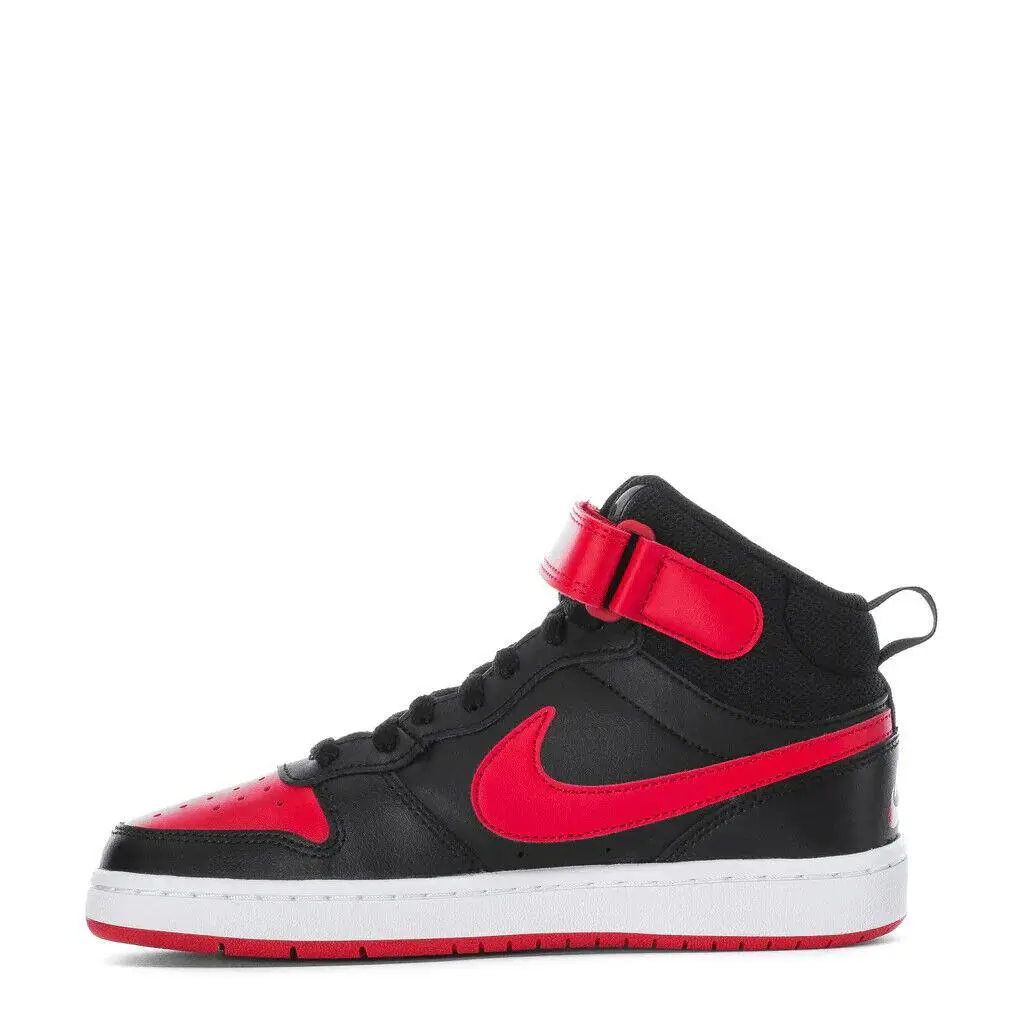 Big Kid`s Nike Court Borough Mid 2 Black/university Red-wht CD7782 003 - 5.5 - Black/University Red-White