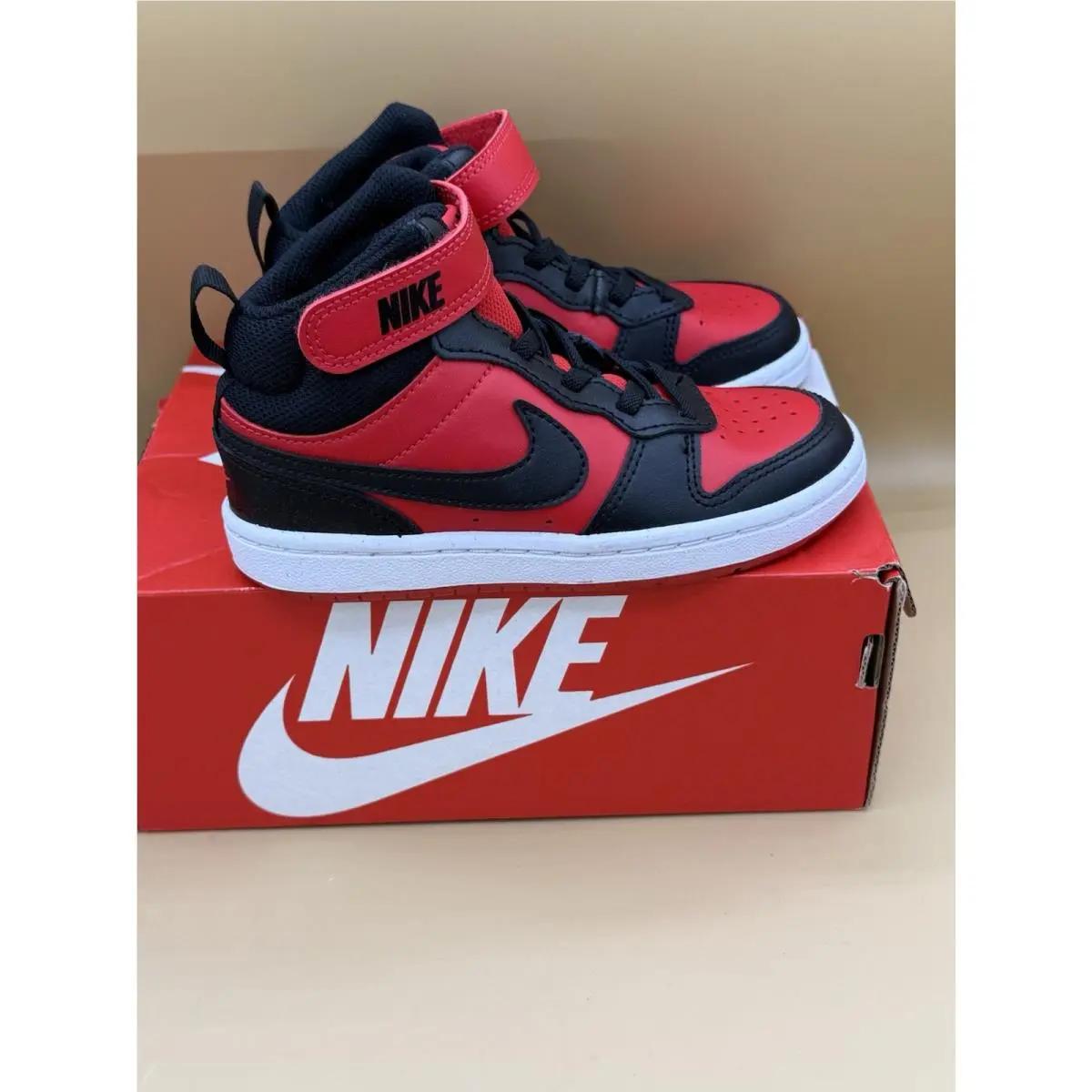 Size 9c Toddle - Nike Court Borough 2 Mid Bred Shoes Sneakers - Black
