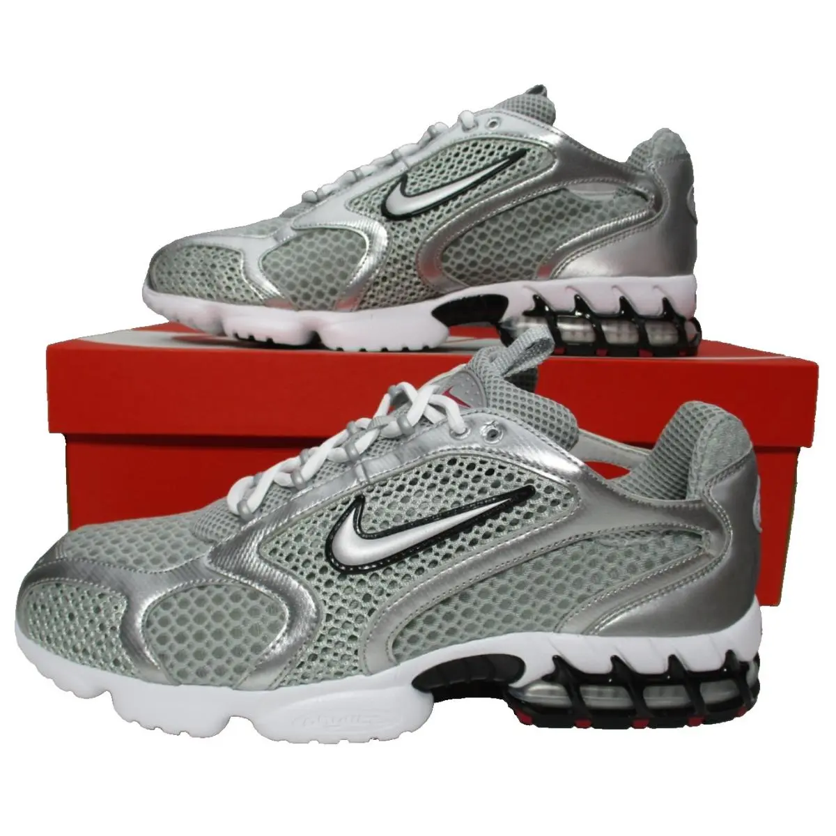 Nike Air Zoom Spiridon Cage 2 Shoes Smoke Grey Metallic Silver Mens Sz 10.5