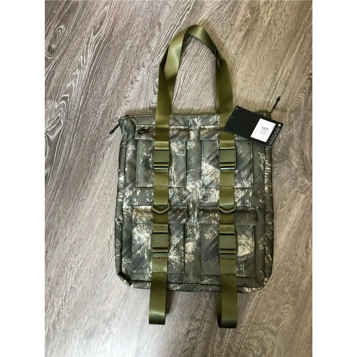 Pocket Tote Laptop Bag Realtree Olive Camo Black Canvas BA6378-395 by Nike