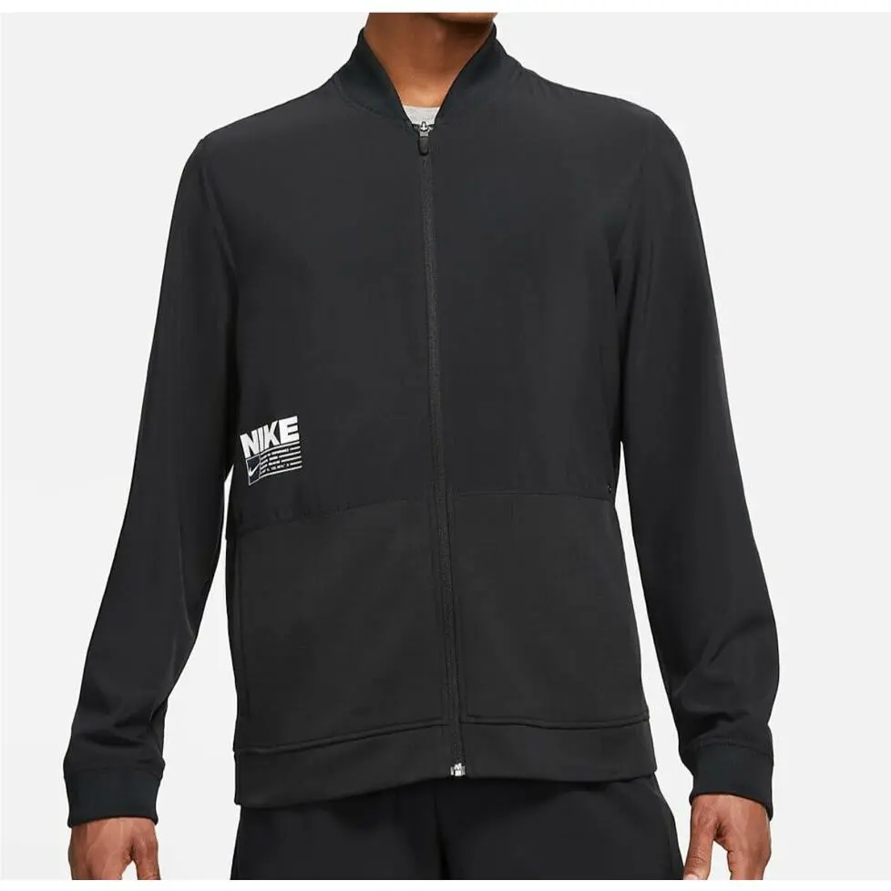 Nike Dri-fit Men`s Training Jacket Black Size Xxl Full Zip CZ7123-010