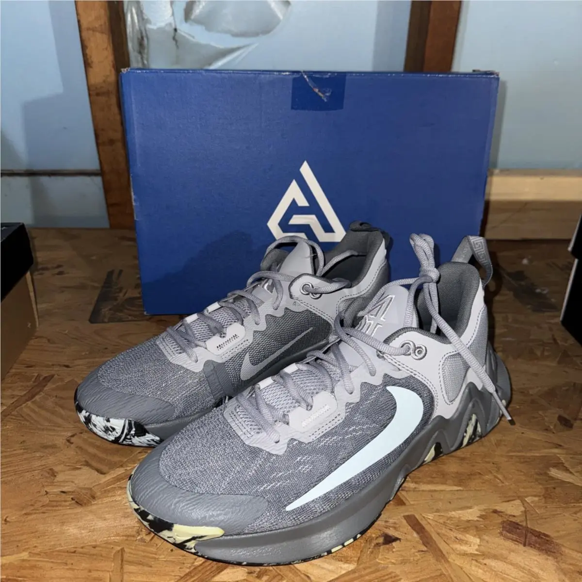 Nike Giannis Immortality 2 Cool Grey Glacier Blue Men`s Sneakers Size 8.5 - Cool Grey/Glacier Blue