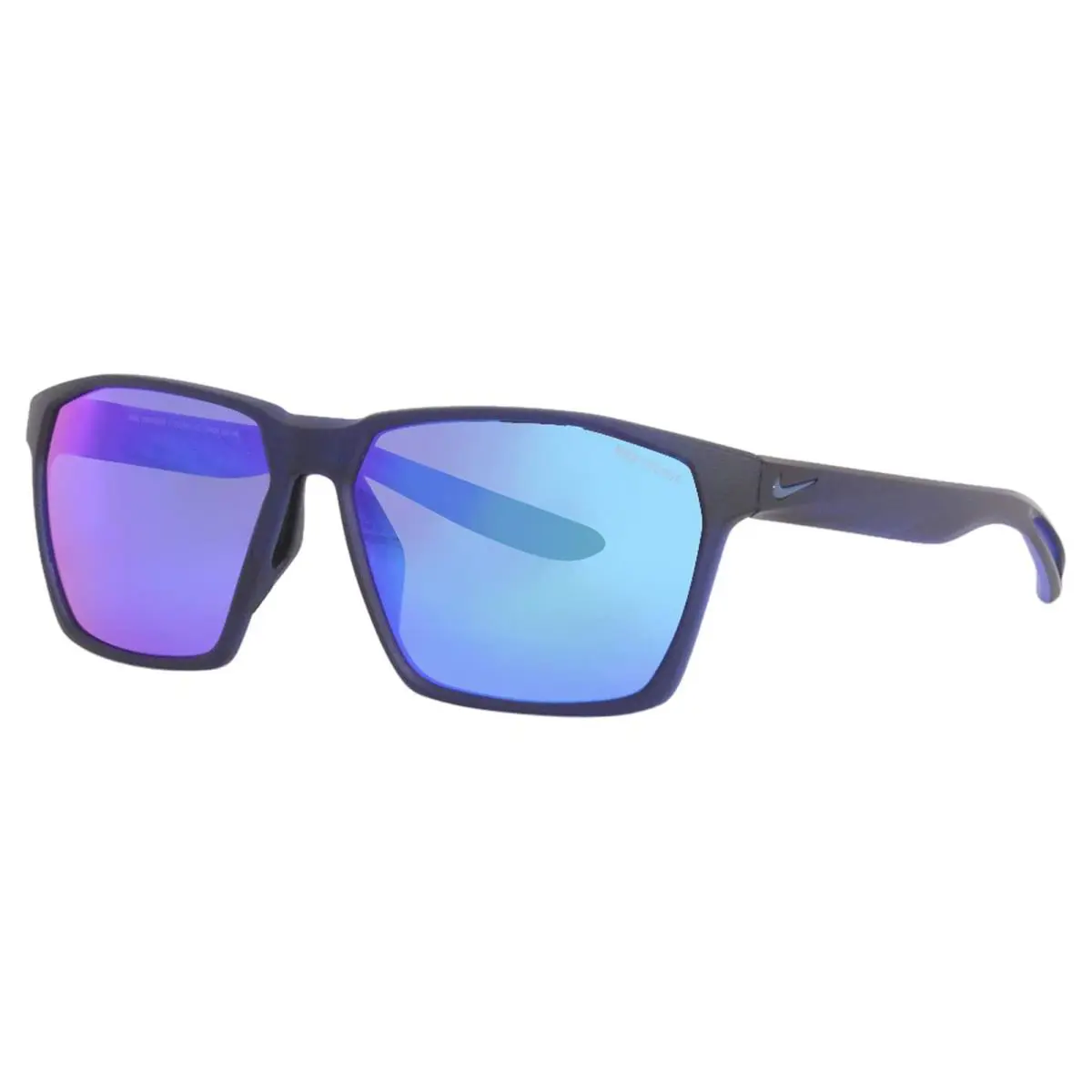 Nike EV1096 451 Matte Obsidian Maverick E Sunglasses with Blue Mirror Lenses - Matte Obsidian, Frame: Blue, Lens: Blue