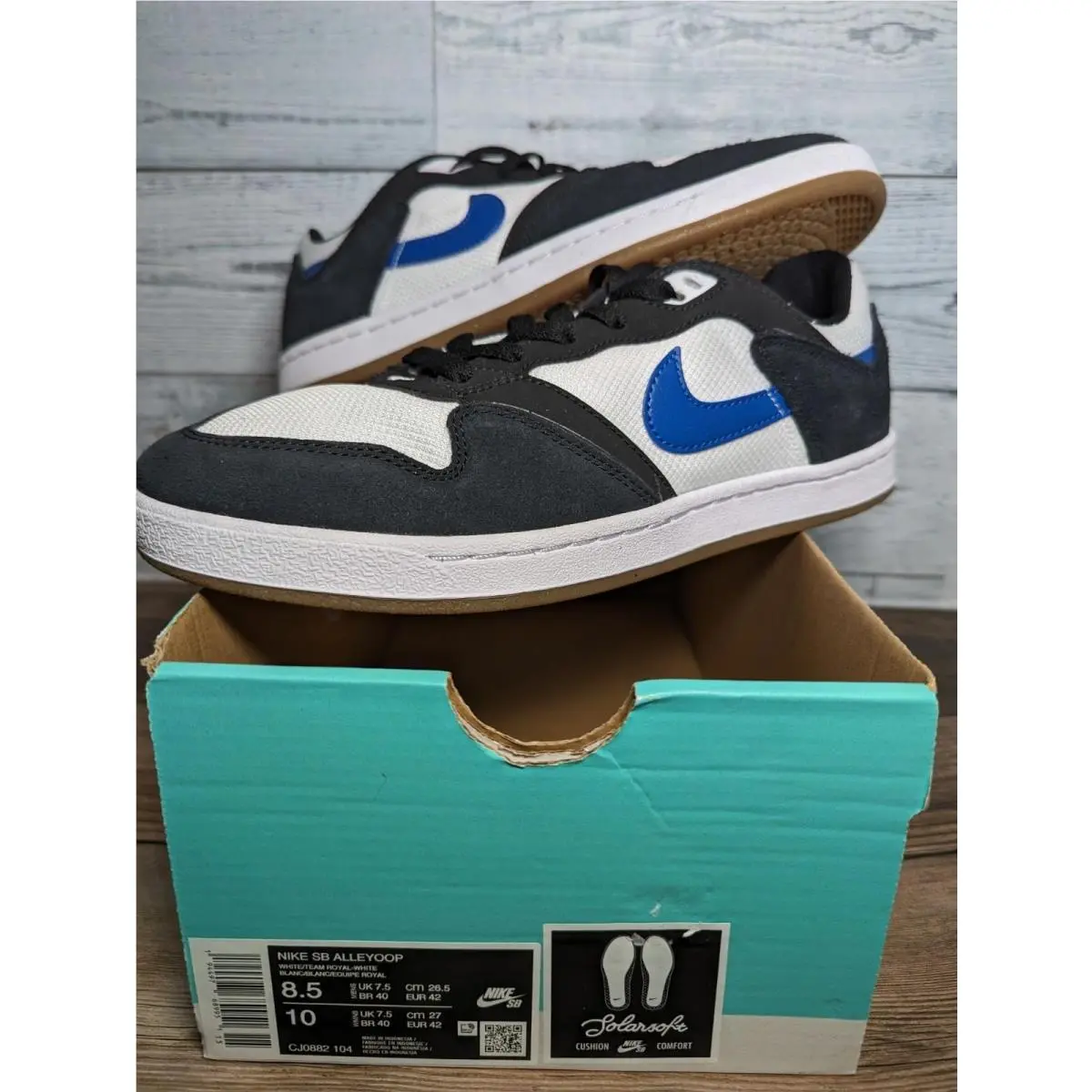 Nike SB Alleyoop Mens Size 8.5 / Womens 10 White Royal Blue Shoes CJ0882-104