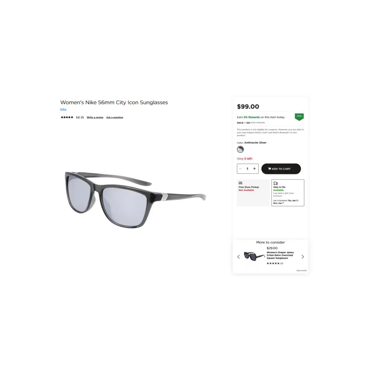 Women`s Nike 56mm City Icon Sunglasses