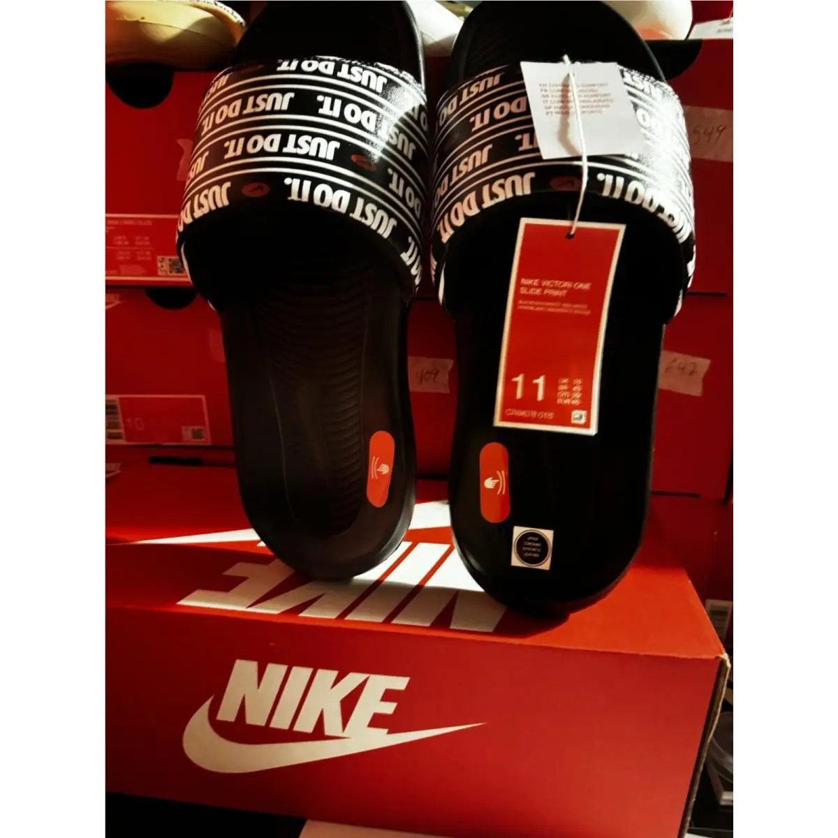 Size 11 Nike Victory One Slide Print Just Do IT Black White Red