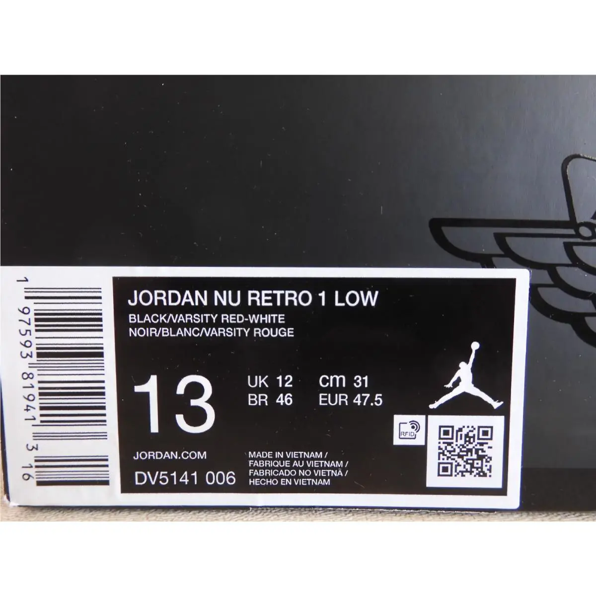 Nike shoes - Jordan Nu Retro 1 - Retro - DV5141 006 - Black/Varsity Red-White (UPC: 197593819413) 3