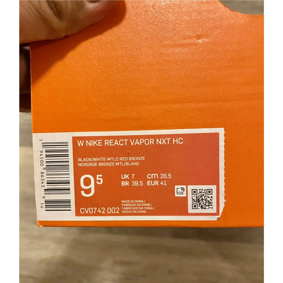 Nike shoes - Nike React Vapor NXT - React Vapor NXT - CV0742-002 - Black-White-Metallic Red Bronze (UPC: 194500863439) 10