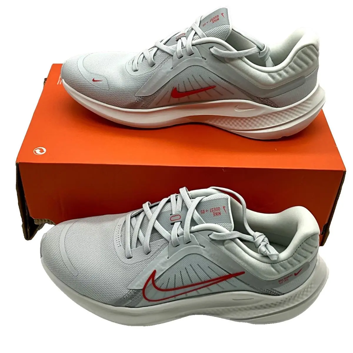 Nike Quest 5 DD9291-007 Sneakers Women`s US 10 Pure Platinum Crimson Shoes