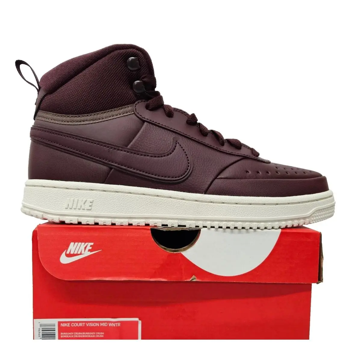Nike Court Vision Mid Winter Casual Shoe DR7882-600 Burgundy Mens Size 8.5 - Red