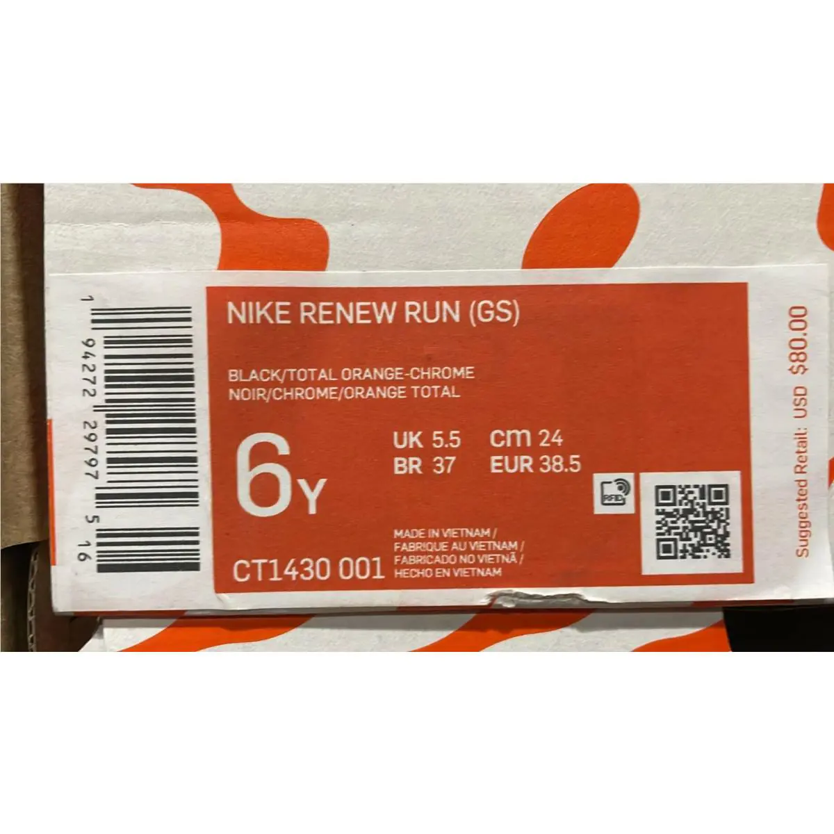 Nike shoes - Nike Renew Run (GS) - Renew Run - CT1430 001 - Black/Total Orange-Chrome (UPC: 194272297975) 3