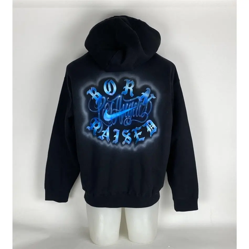 Customized Born Rise X Nike Men`s Solo Swoosh Fleece Pullover Hoodie SZ M