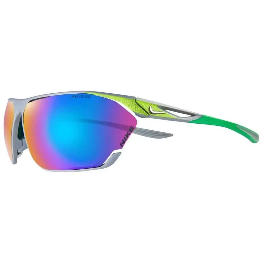 Nike DC3407 011 Silver Stratus E Sunglasses with Turquoise Mirror Lenses