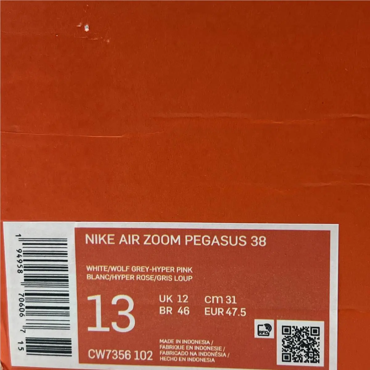 Nike shoes - Nike Air Zoom Pegasus 38 - CW7356-102 - White/Wolf Grey-Hyper Pink (UPC: 194958706074) 5
