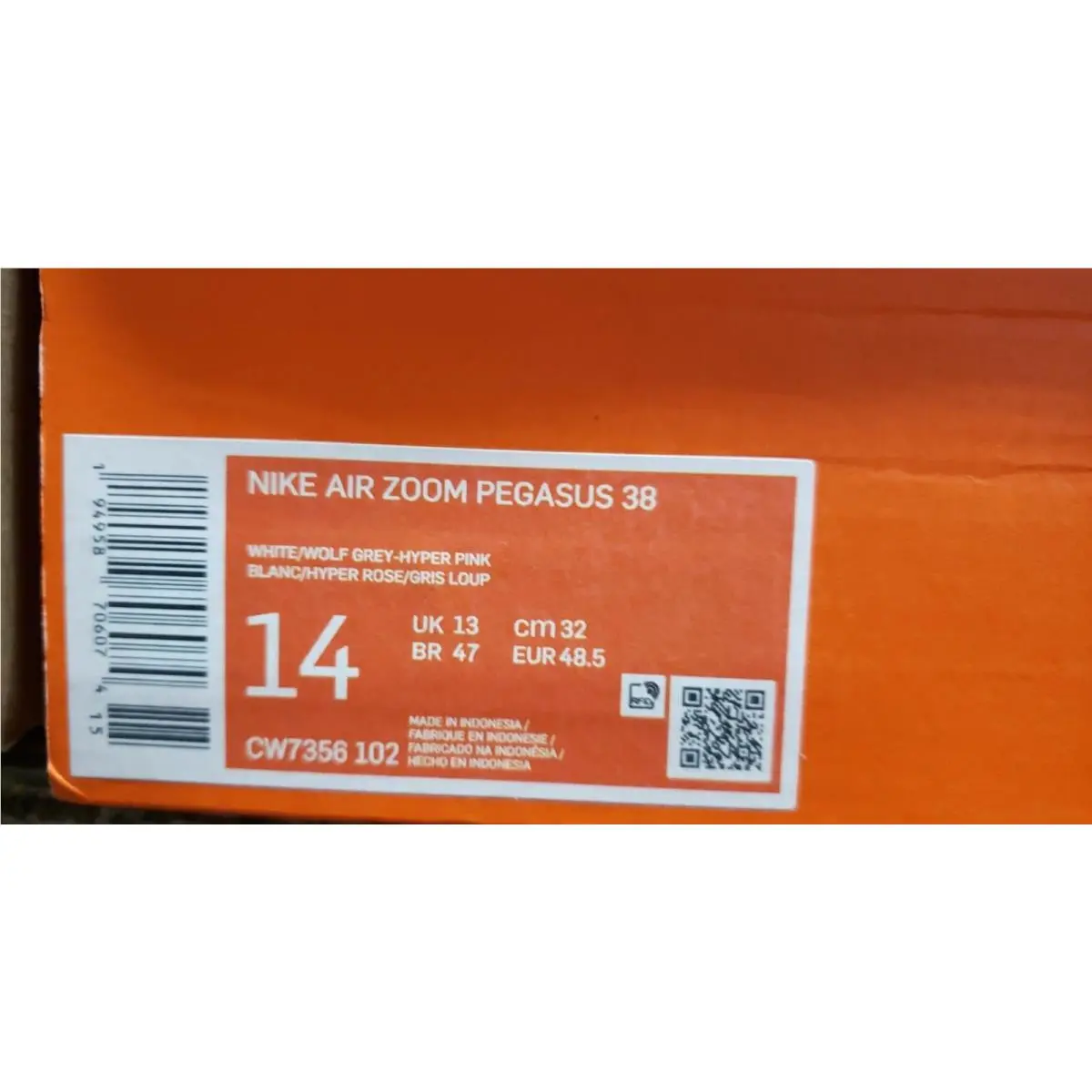 Nike shoes - Nike Air Zoom Pegasus 38 - CW7356-102 - White/Wolf Grey-Hyper Pink (UPC: 194958706074) 6