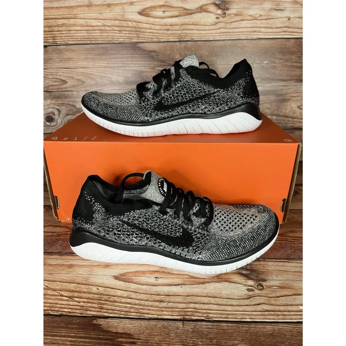 Nike Free RN Flyknit 2018 Running Shoes `oreo` 942839-101 Women`s Size 5 - Multicolor