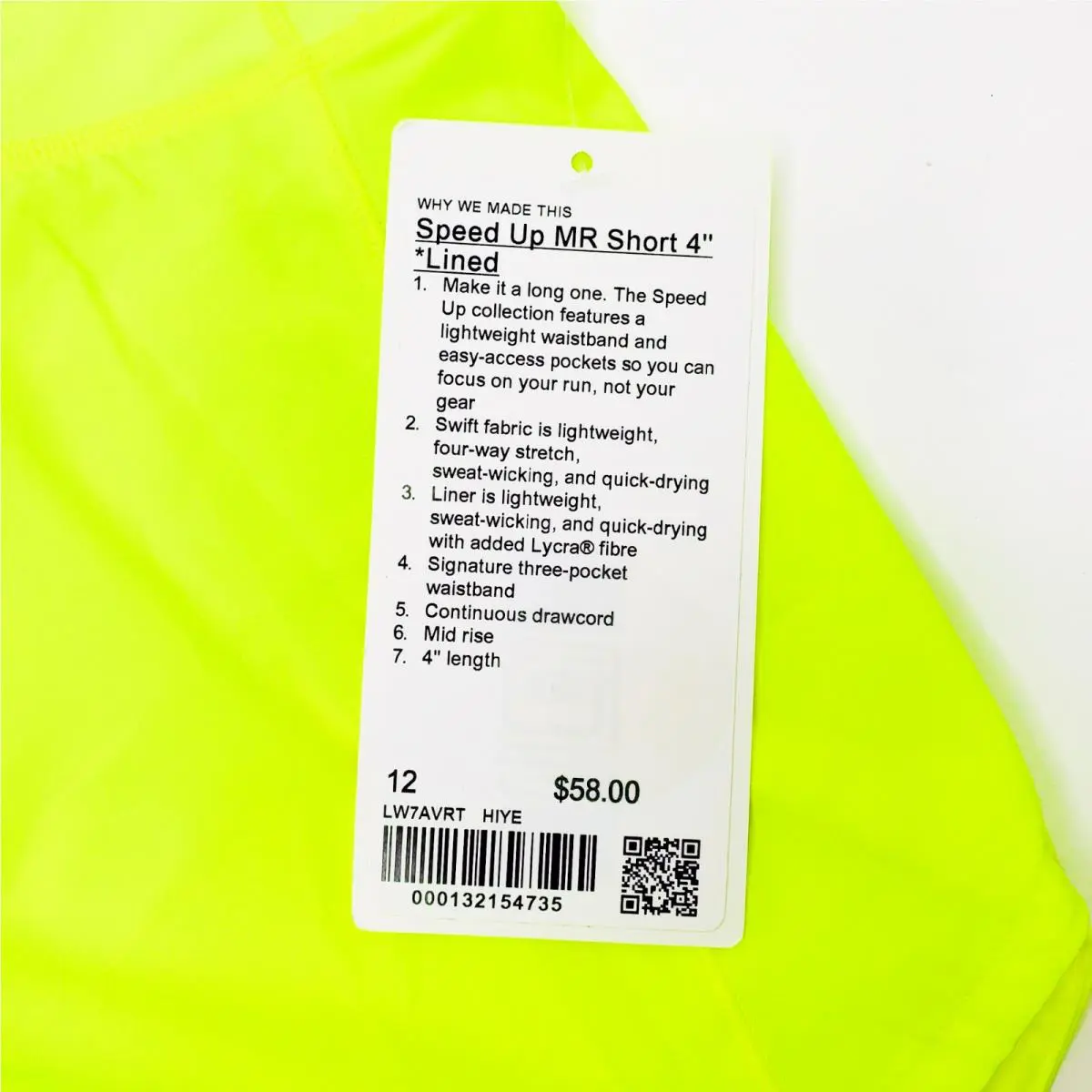 Lululemon clothing - Speed Up MR Short - Speed Short - Yellow 6