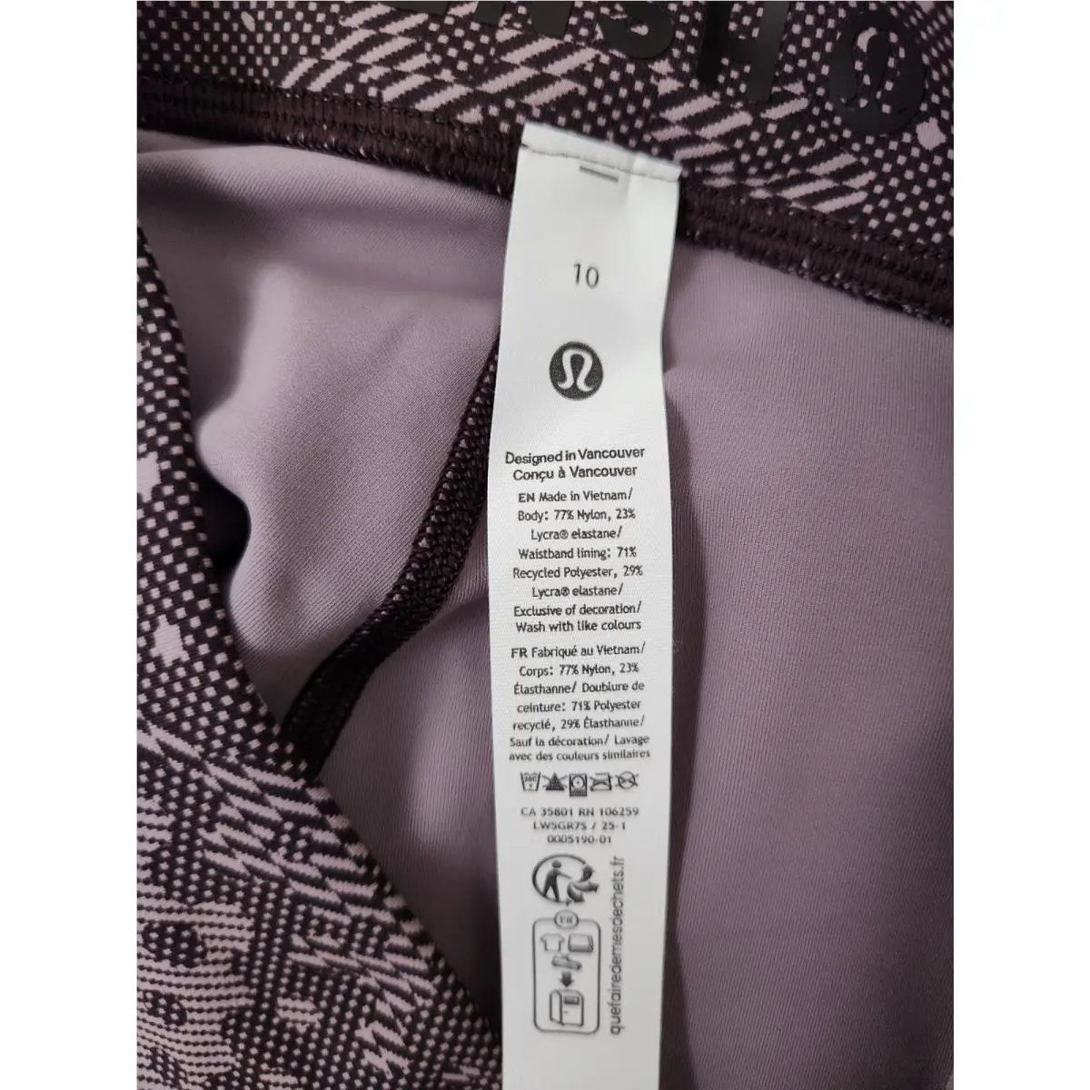 Lululemon clothing - From Afar Black Sable Verbena 6