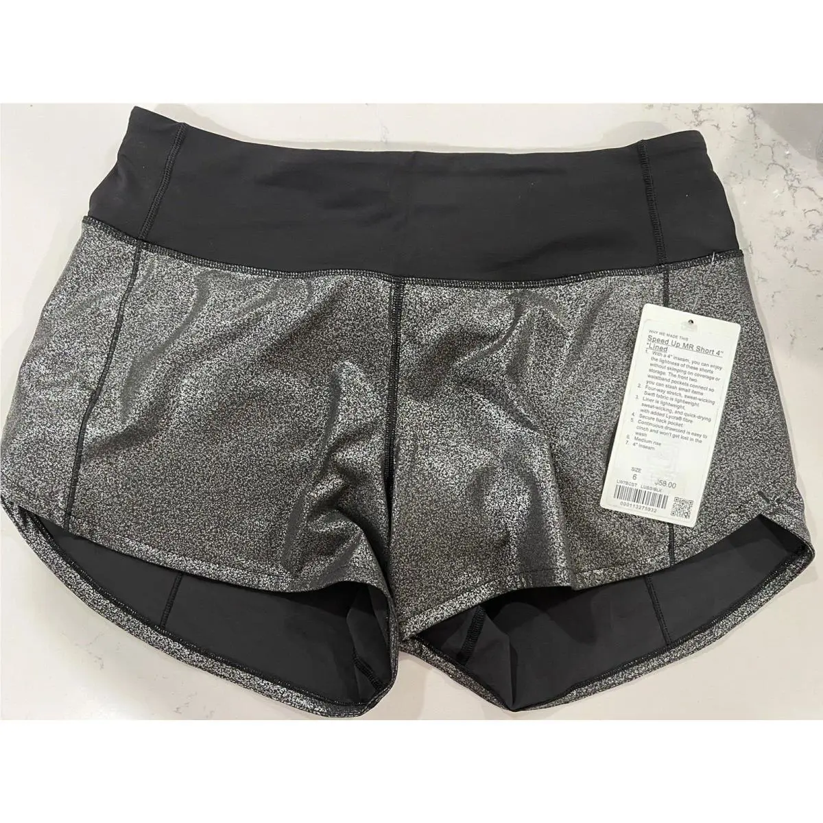 Lululemon Speed Up Short Tall Lubs Luminosity/black Foil Size 6 Medium Rise