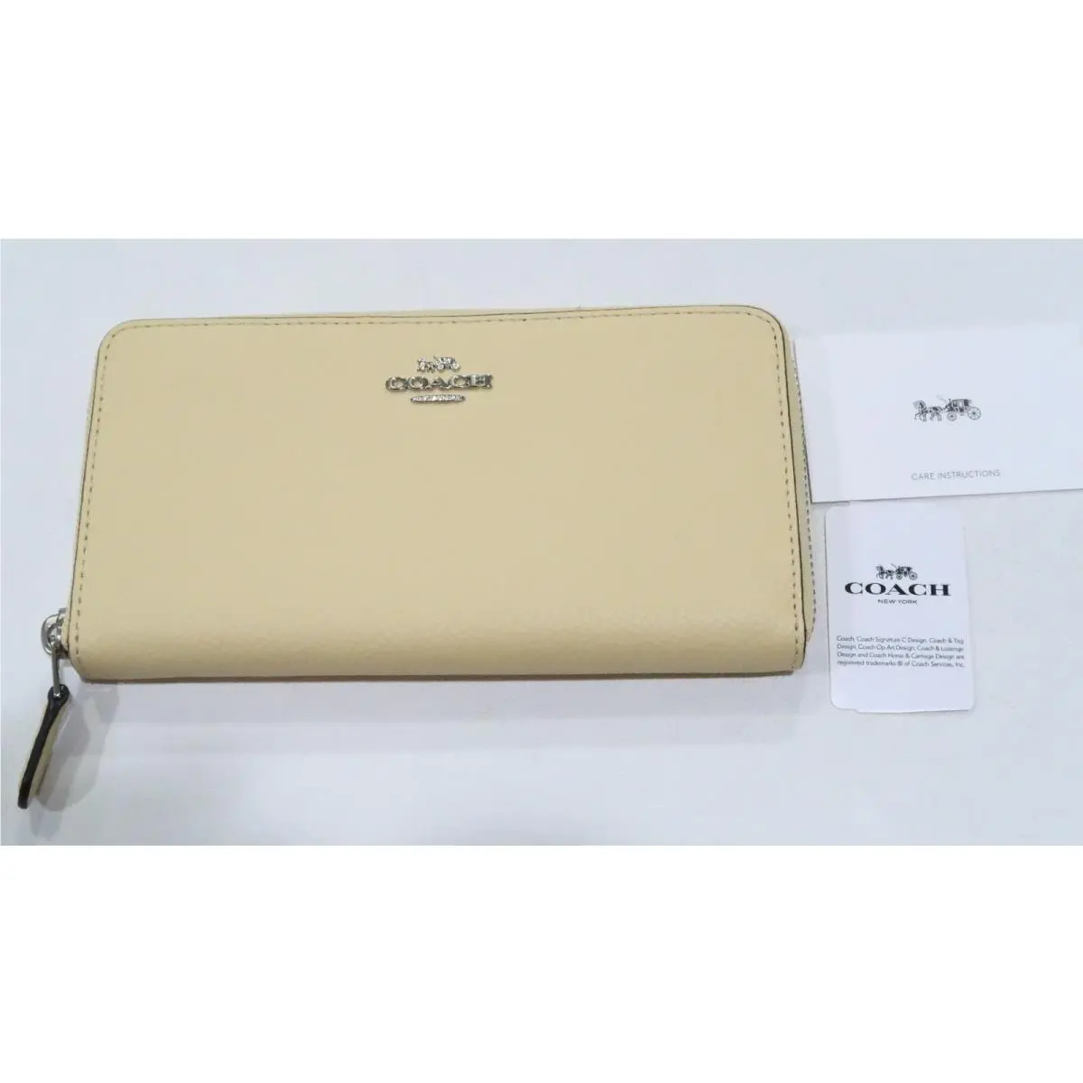 Coach F16612 Pebbled Leather Accordion Zip Around Wallet in Vanilla Yellow