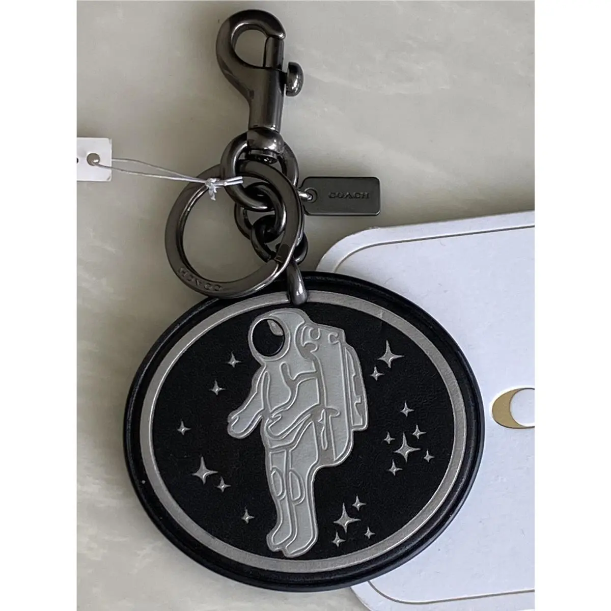 Coach Space Astronaut Black/multi Leather Key Ring Bag Charm Fob F30013