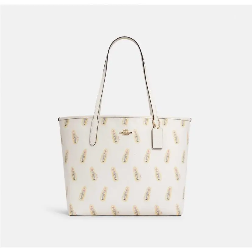 Coach Printed Tote with Lipstick Print Women Handbag Purses