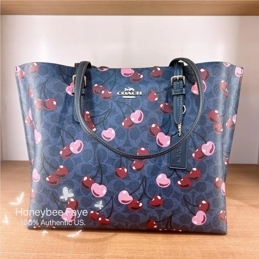 Coach Mollie Tote In Signature Canvas with Cherry Print CAA73