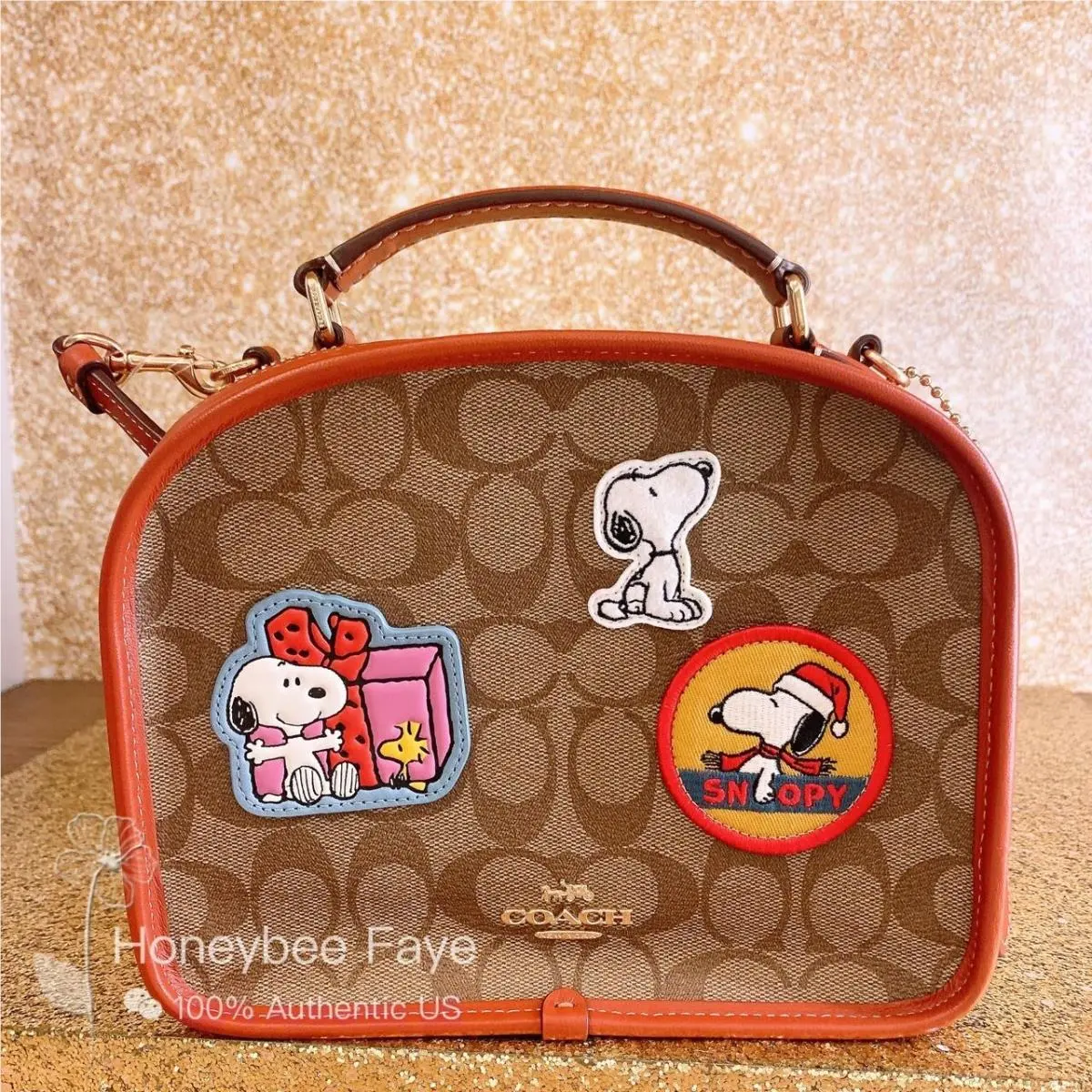 Coach X Peanuts Lunch Pail In Signature Canvas with Patches CE847