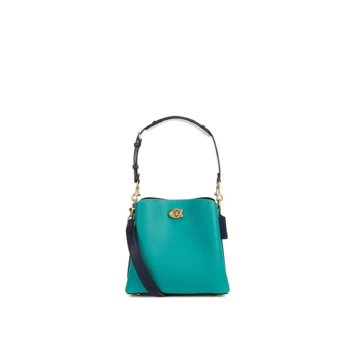 Coach Color-block Leather Willow Bucket Bright Green Multi One Size