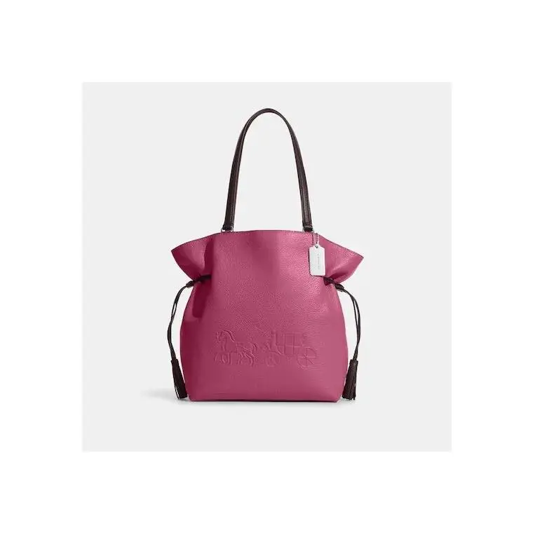 Leather Andy Tote/shoulder Bag W/horse Carriage Logo Raspberry/wine by Coach