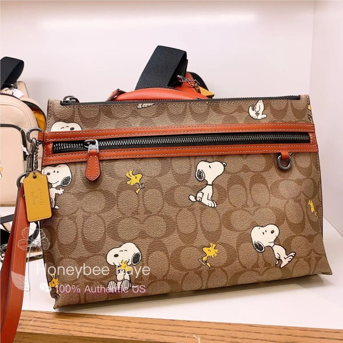 Coach X Peanuts Men`s Carry All Pouch In Signature Canvas with Snoopy CE712