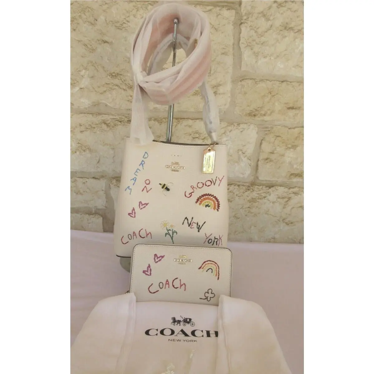 Coach Small Town Bucket Bag + Wallet 2-pc. Set Diary Embroidery Chalk Multi