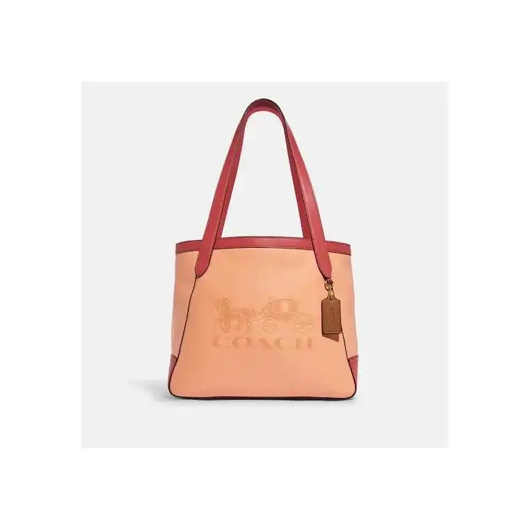 Coach C5676 Tote In Colorblock with Horse and Carriage in Gold/faded Blush Multi