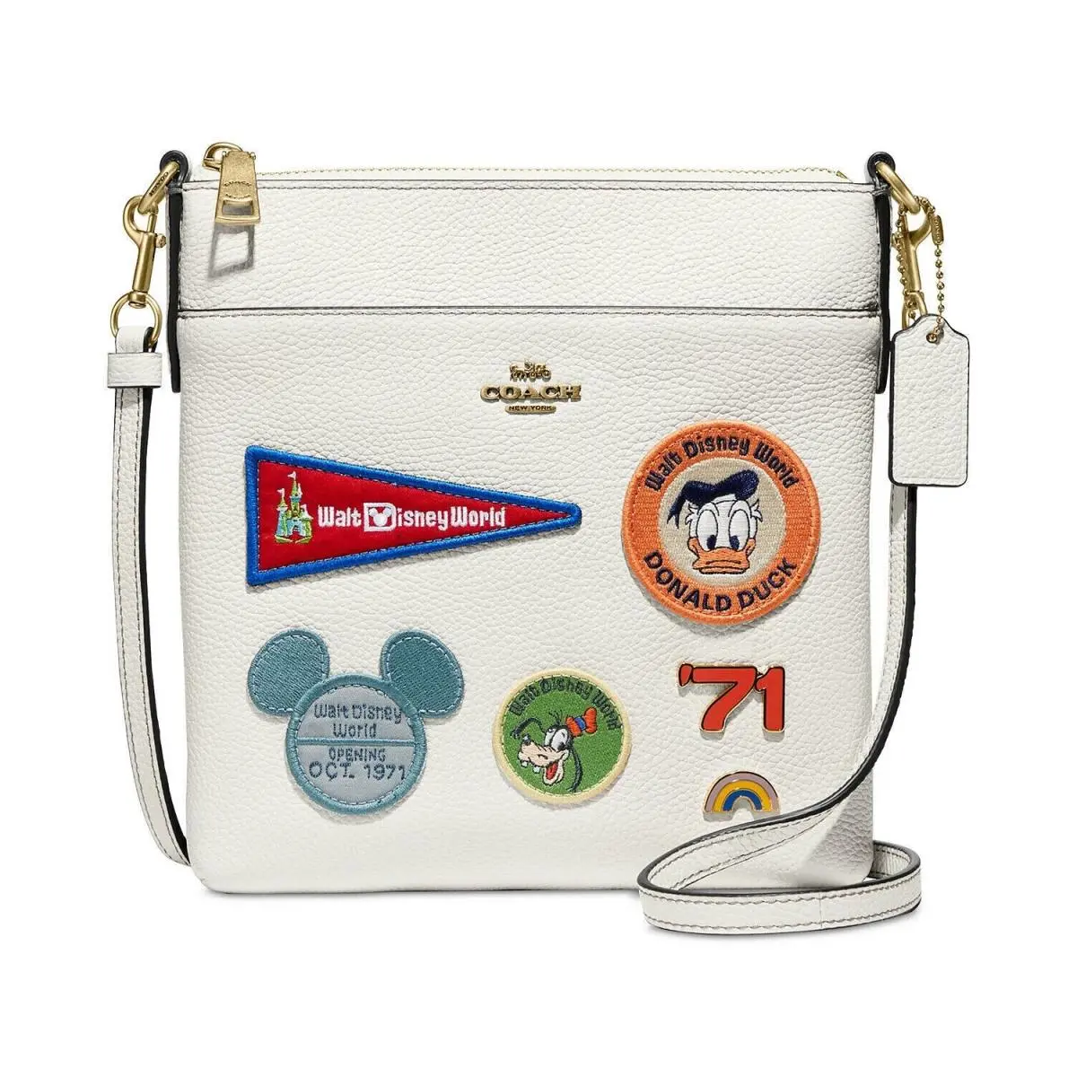 Disney Parks X Coach 50TH Patches Kitt Leather Messenger Crossbody Bag Rare Gift