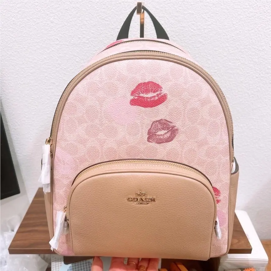 Coach Court Backpack Lips Print CZ936 Sand Color Not Pink