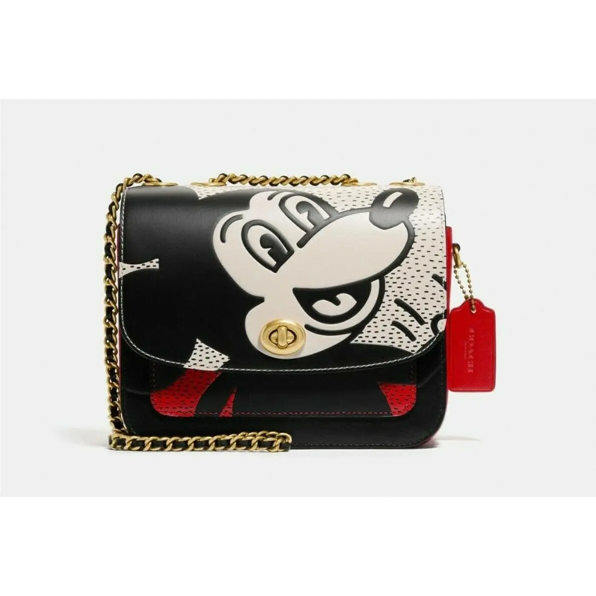 Coach Disney Mickey X Keith Haring Madison Leather Bag Package Dust Bag
