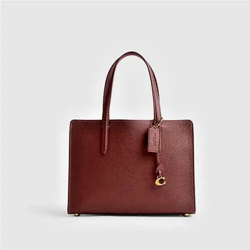 Coach Women`s Brass/wine Carter Polished Pebble Leather Carryall 28 CJ806