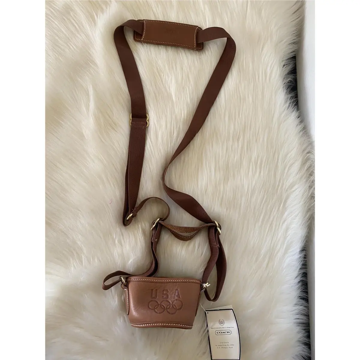 Vintage Coach Bag Usa Olympics 1996 Glove Tanned Leather Beverage Bottle Holder