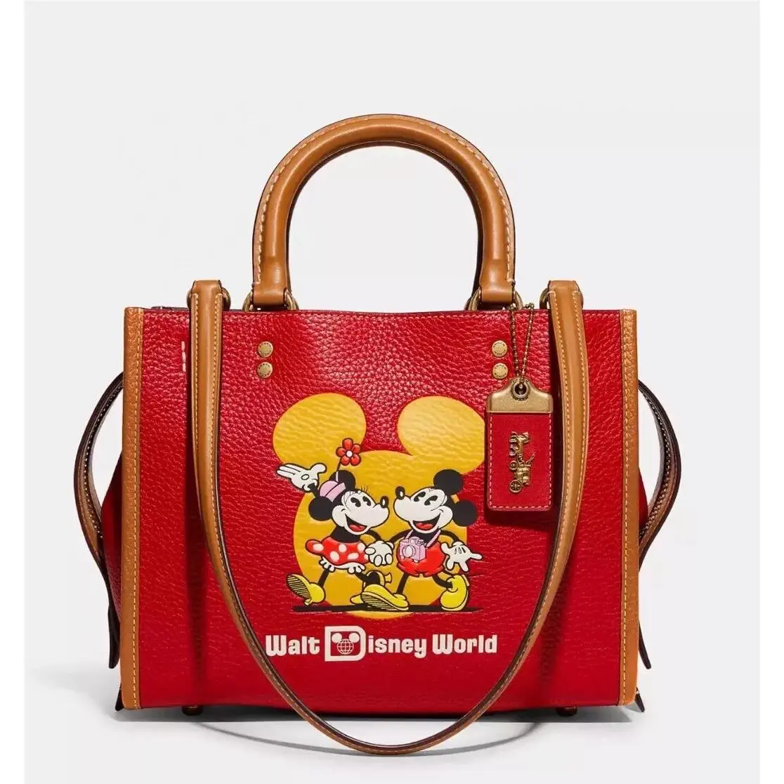 Coach Disney X Rogue 25 Red with Mickey Minnie Mouse Motif 50th Anniversary