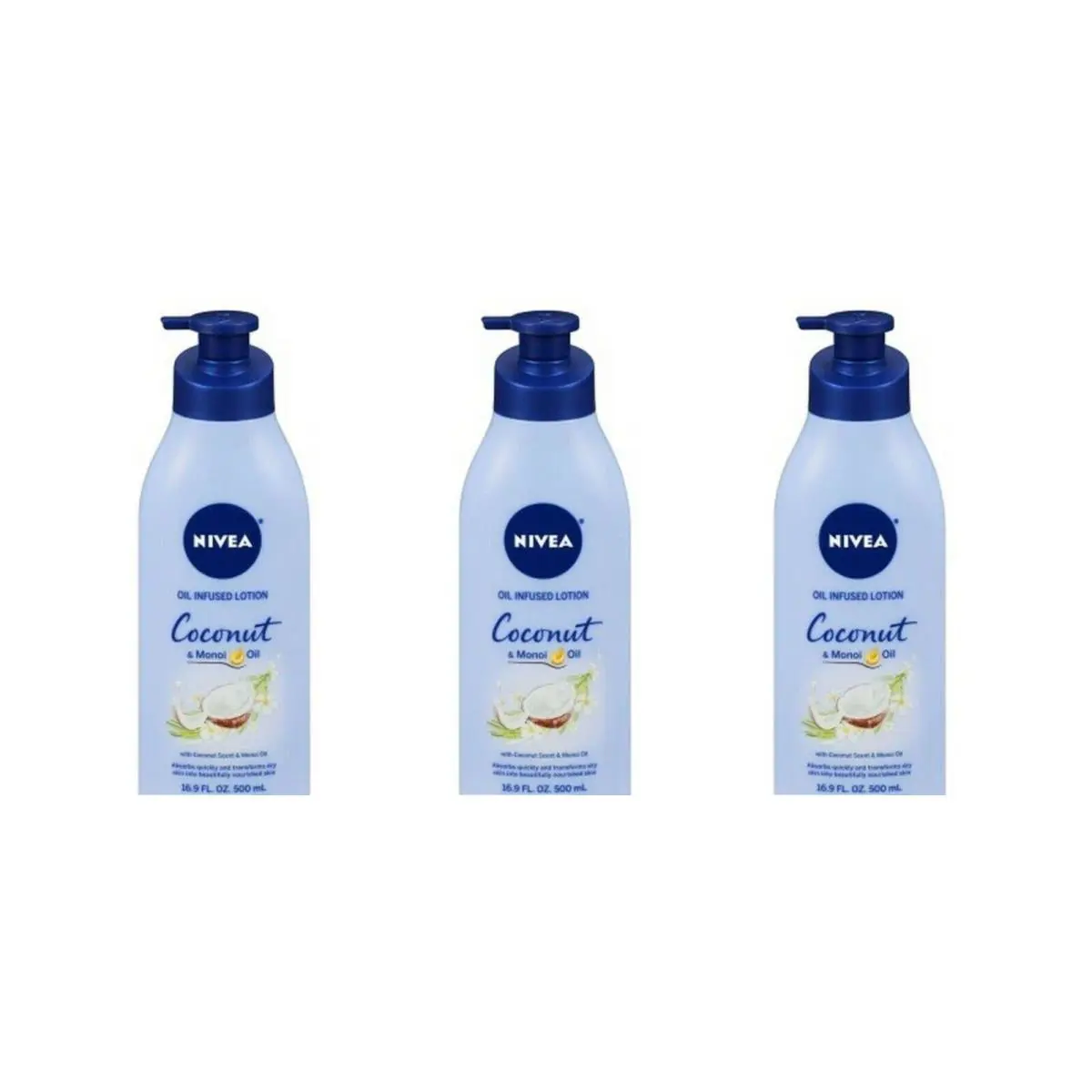BL Nivea Lotion Coconut Monoi Oil Inf  16.9 oz - Three Pack