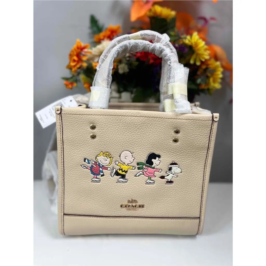 Coach x Peanuts Dempsey Tote 22 Satchel Bag with Snoopy and Friends CE850