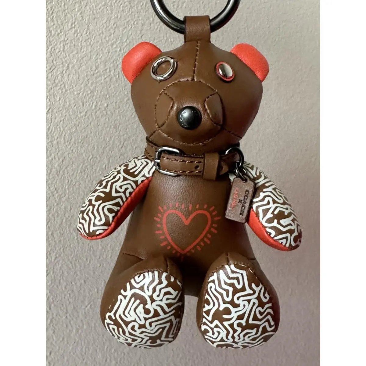 Coach X Keith Haring Saddle /multi Leather Bear Bag Charm Keyring Fob 20138