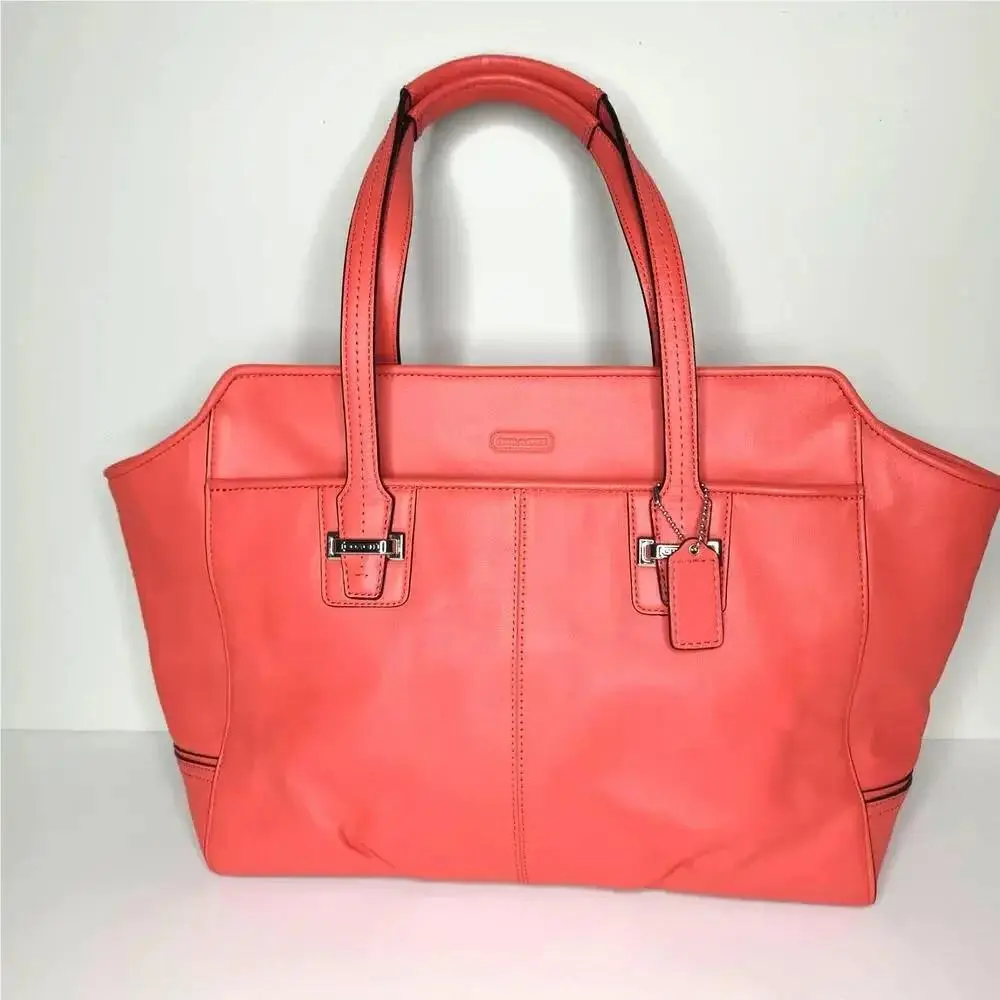 Coach Taylor Leather Alexis Carryall Silver Tearose F25205 Gathered Satchel Bag