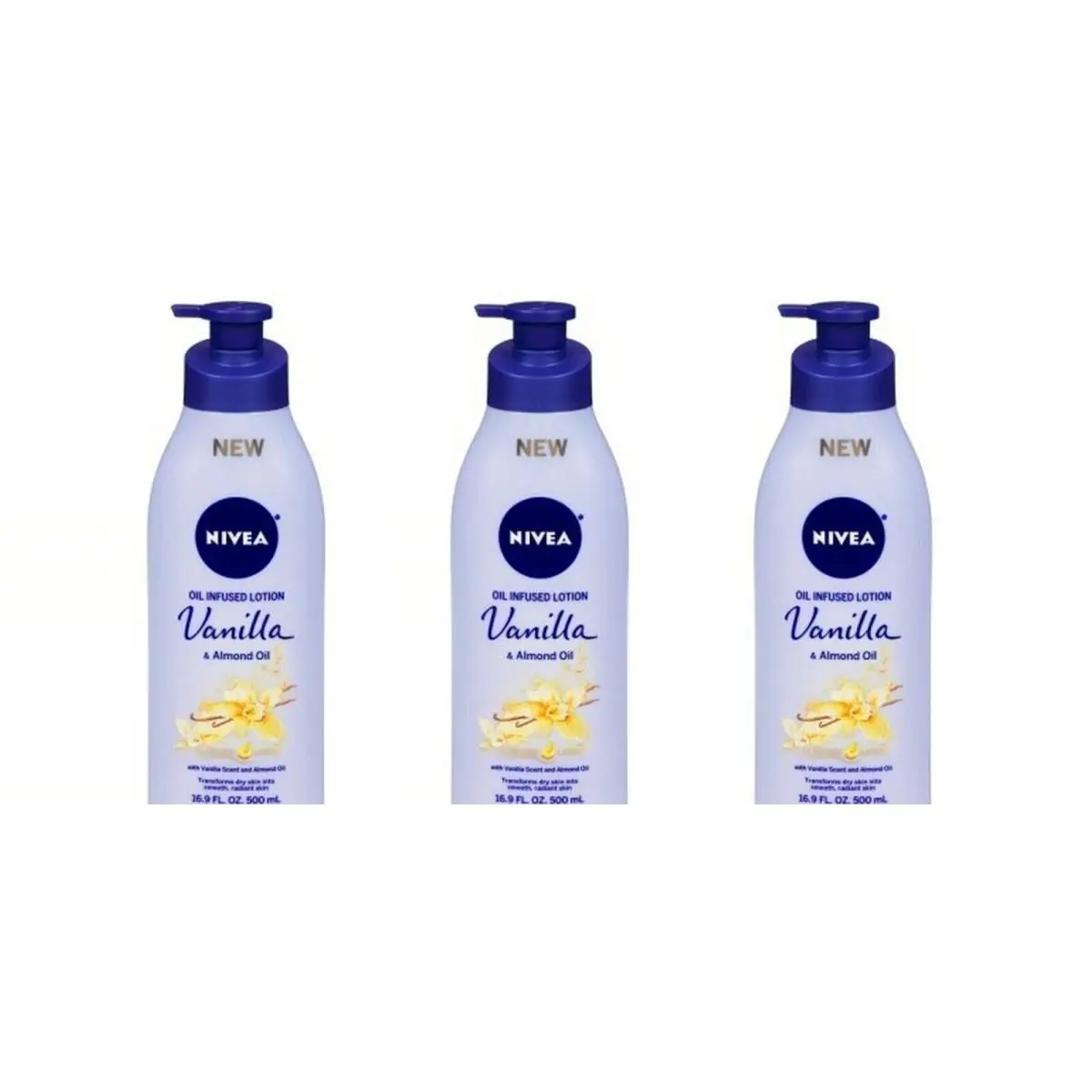 BL Nivea Lotion Oil-inf  Vanilla/almond Oil 16.9 oz Pump - Three Pack