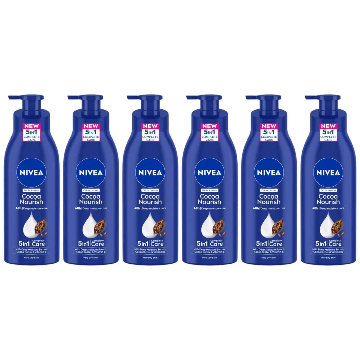 Nivea Oil in Lotion Cocoa Nourish 48Hr Body Lotion 13.5oz 400ml Pack of 6
