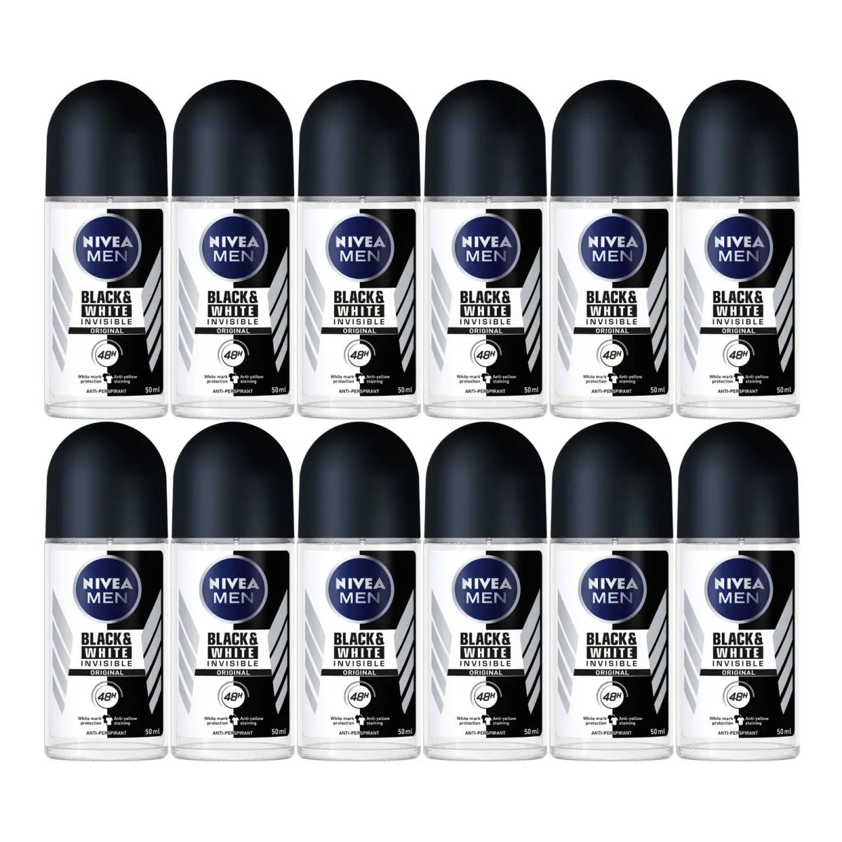 Nivea Black White Invisible Deodorant 1.7oz Pack of 12