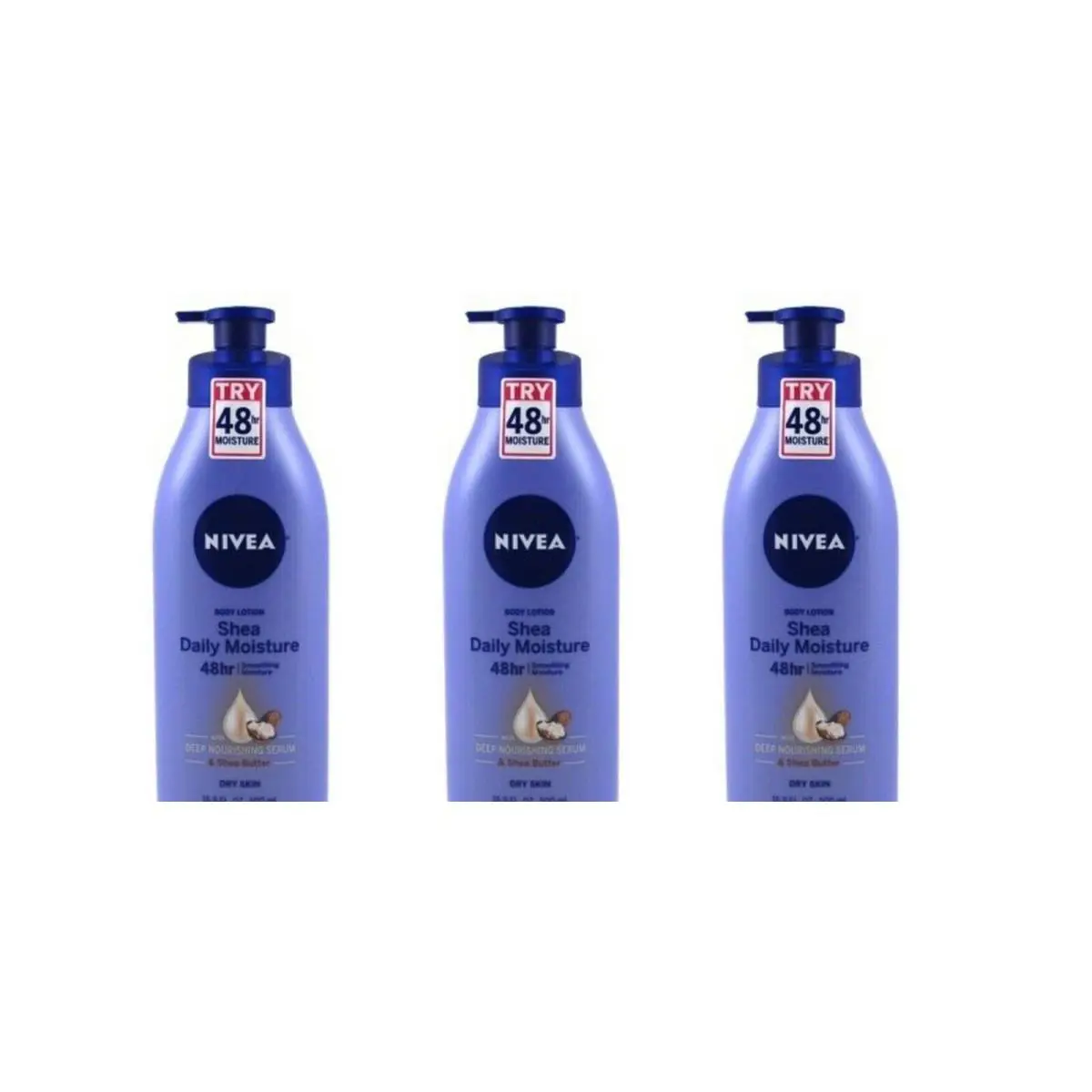 BL Nivea Lotion Shea Daily Moisture 16.9 oz Pump 48Hr - Three Pack